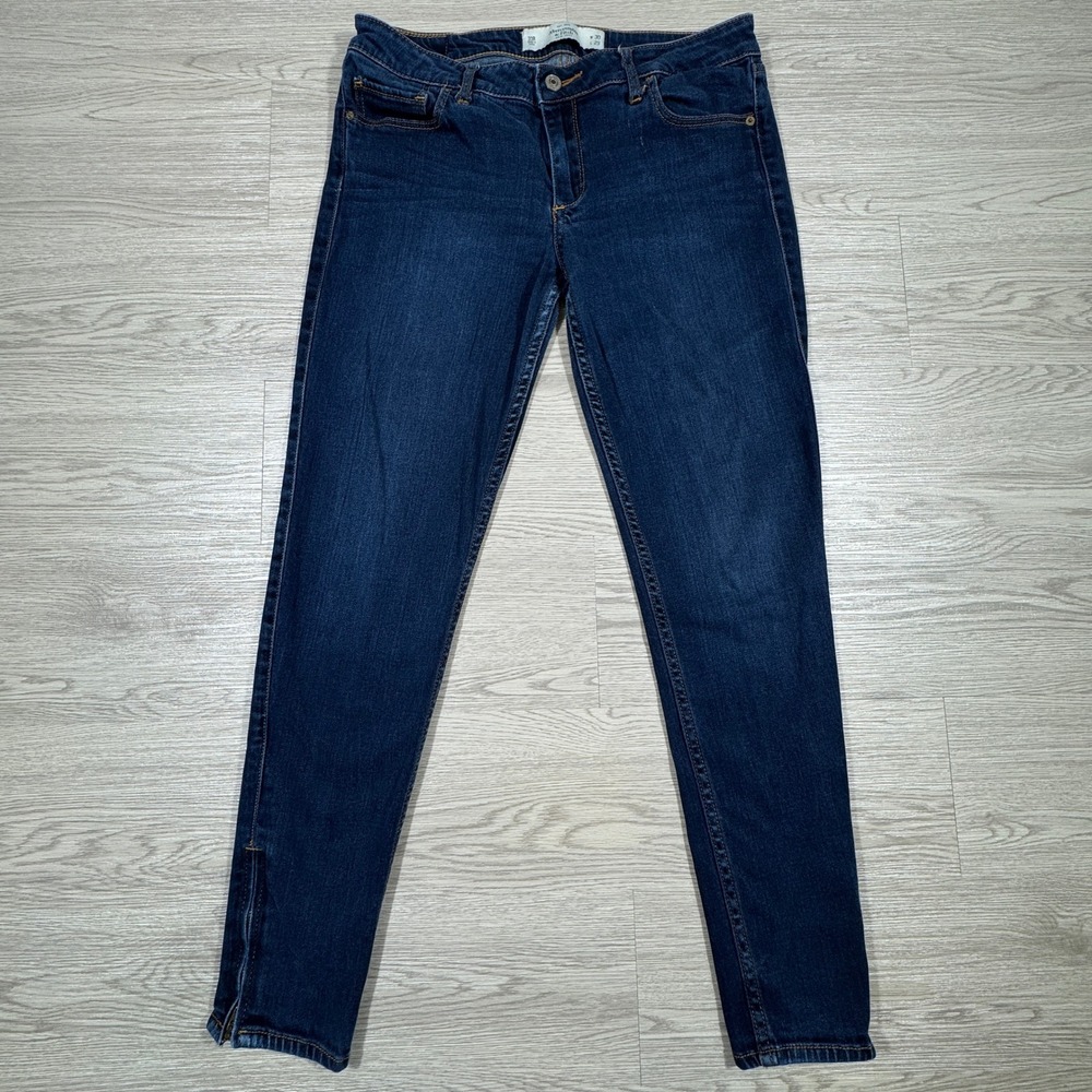 Abercrombie & Fitch Women Skinny Jeans Dark Wash Blue 10R W30 L29 Ankle Zip